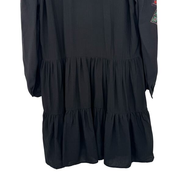 Desigual Calendula Balloon Sleeve V-Neck Tiered Mini Dress in Black Size S NWT - Picture 11 of 16